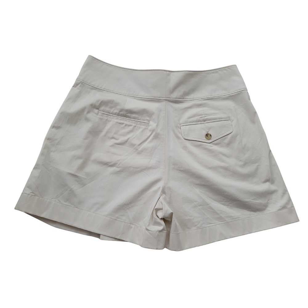 LRL Ralph Lauren Womens 14 Pleated Shorts Cream Coastal Beachy Preppy Resortwear - Picture 3 of 5